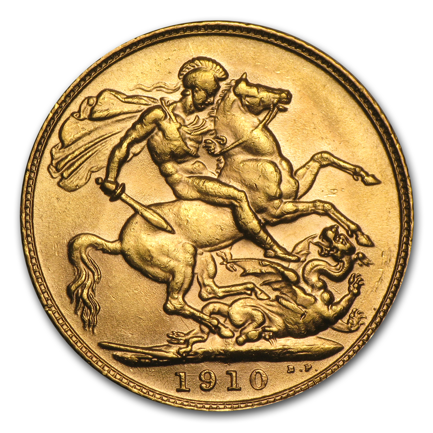 英国 エドワード7世像 1ソブリン金貨 1910年 NGC AU 55